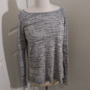 ✅ Peppercorn Heather Gray Sweater Large Orange Zip Crew Neck